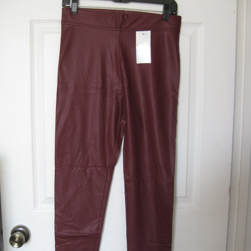 NWT Lemite Wine Colored Faux Leather Leggings Style#:P9151 sz L